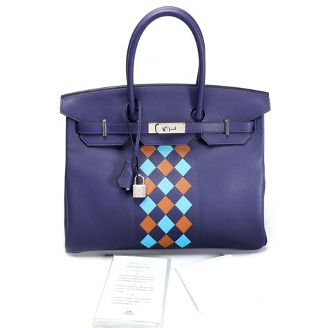 Hermès Bleu Encre Swift And Epsom Tressage Birkin 